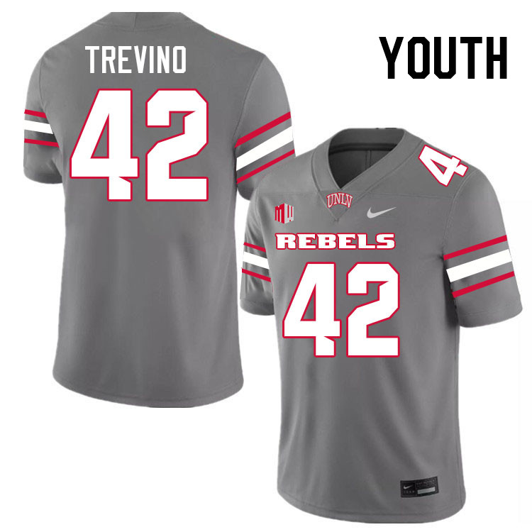 Youth #42 Oscar Trevino UNLV Rebels College Football Jerseys Stitched-Grey